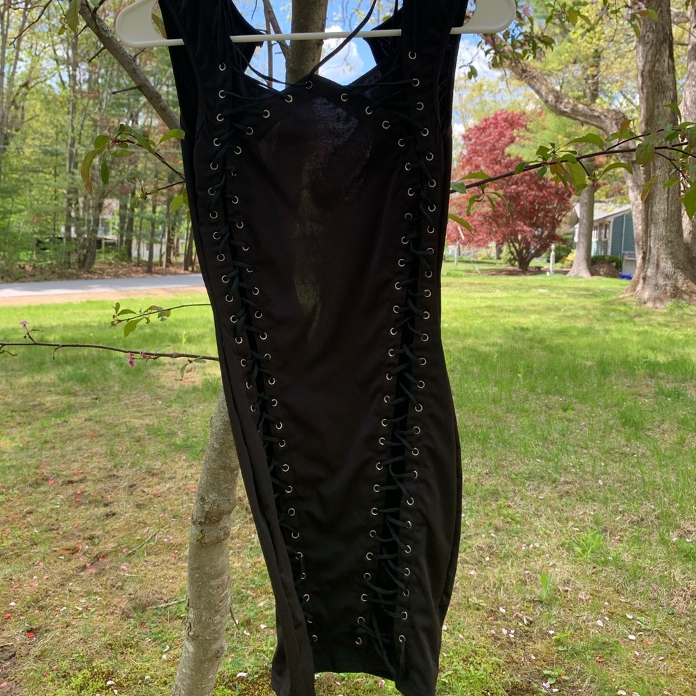 Black lace up dress